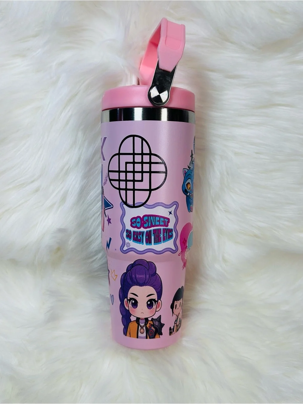 Pink K-Pop Graphic Insulated Tumbler - Pink
